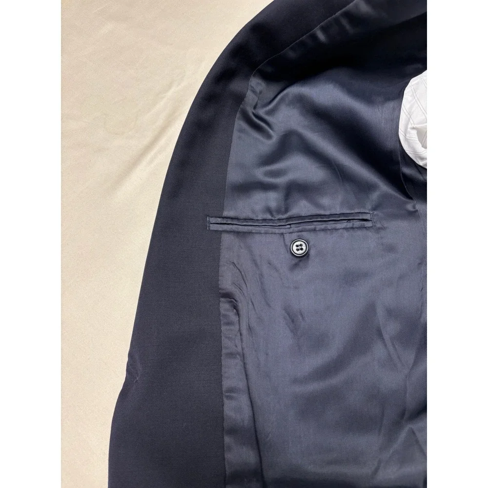Lauren Ralph Lauren Mens 42R Navy Blue 100% Wool Blazer Gold Crest Buttons